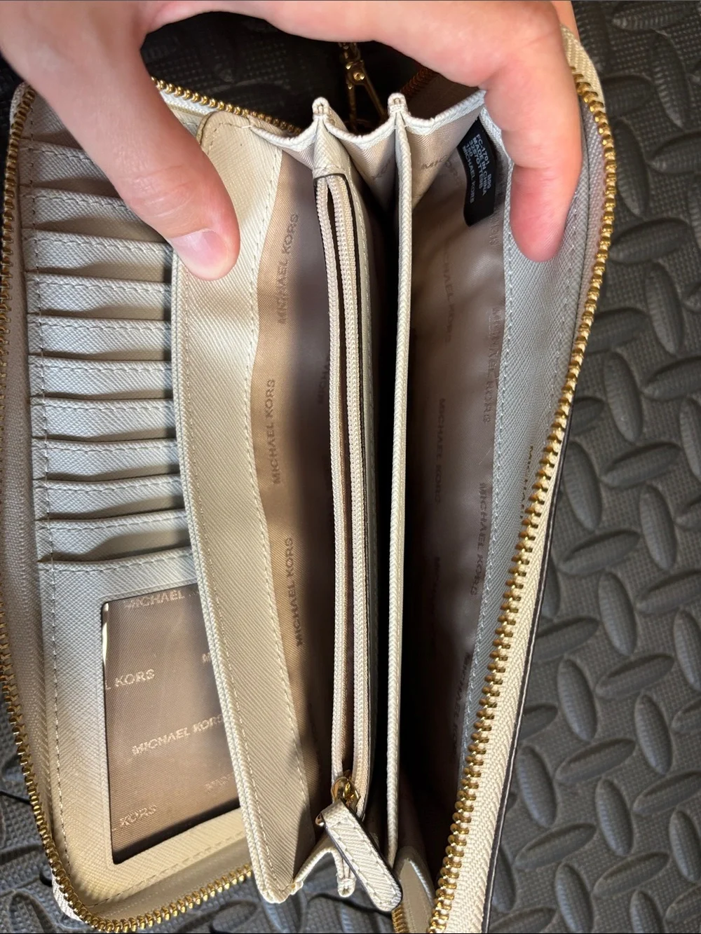 Michael Kors Cream Signature Zip-Around Wristlet Wallet